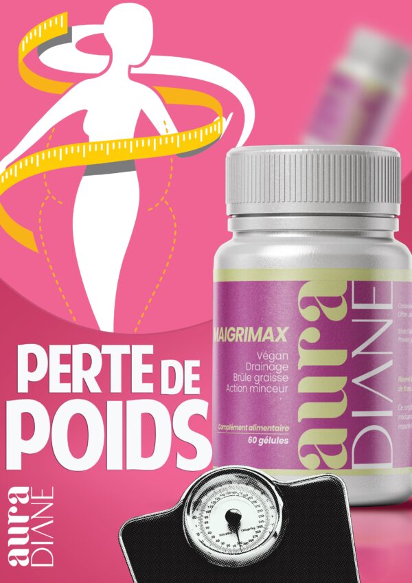 Aura Diane MAIGRIMAX - Perte de poids, Végan, Drainage, Brûle graisse, Action minceur, 60 gélules